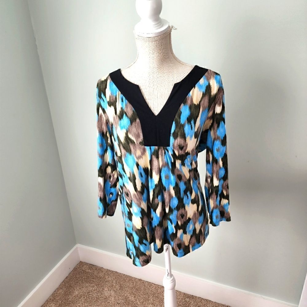Suzie Couture Women’s V Neck Stretch Long Sleeve Tunic Top Size Large
